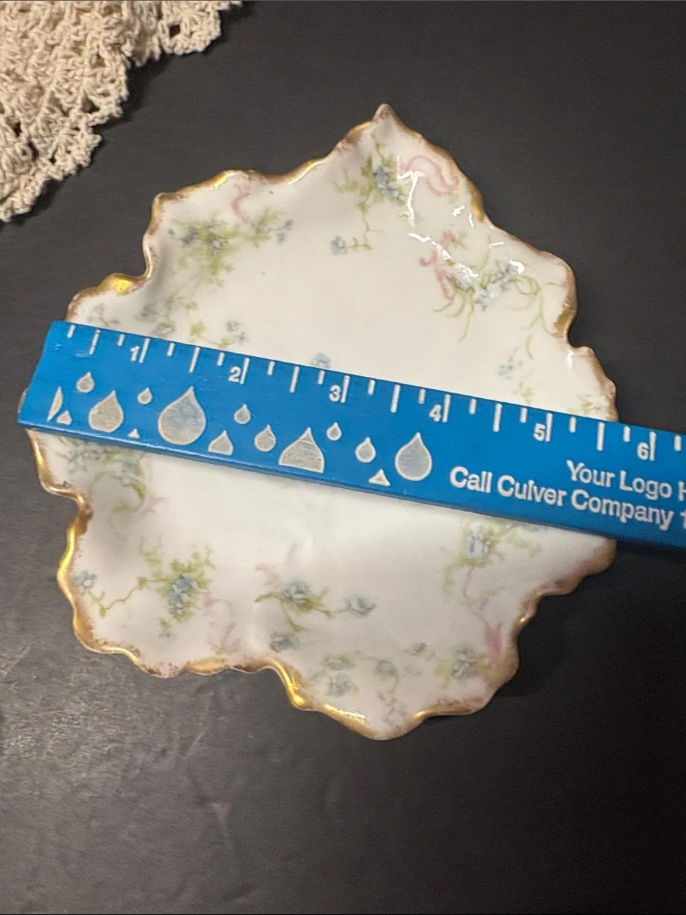 Antique Haviland&Co Limoges Blue Floral 6” Bon-Bon Dish Victorian Cottage Core